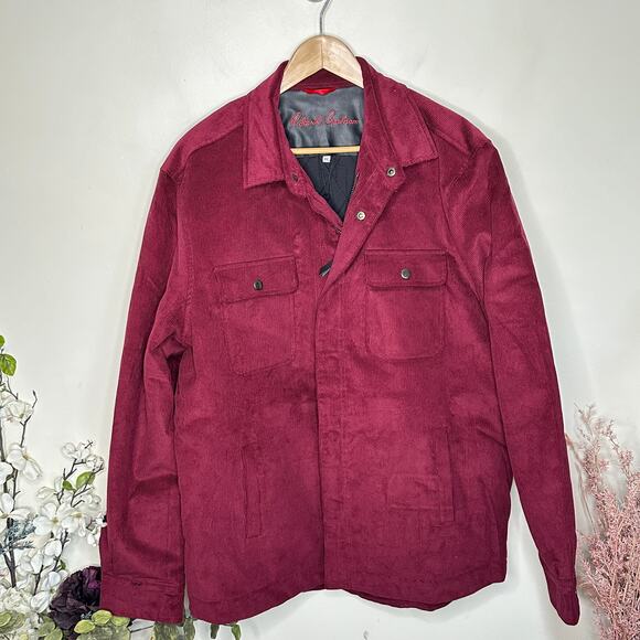 ROBERT GRAHAM Corduroy Shirt Field Jacket Burgundy Red Sz XXL - Picture 4 of 8